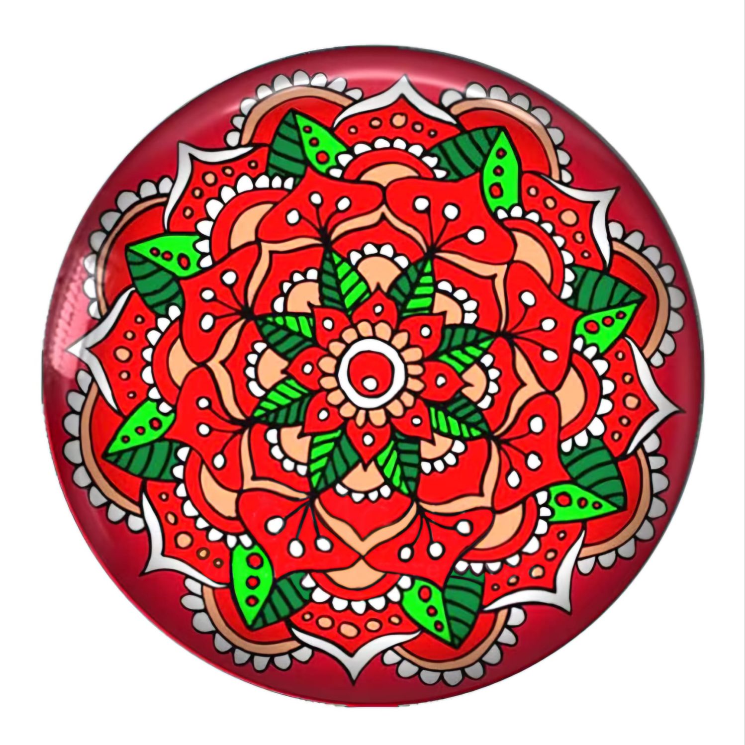 SNAP MANDALA CZERWONO-ZIELONO-BIAŁY SMD028