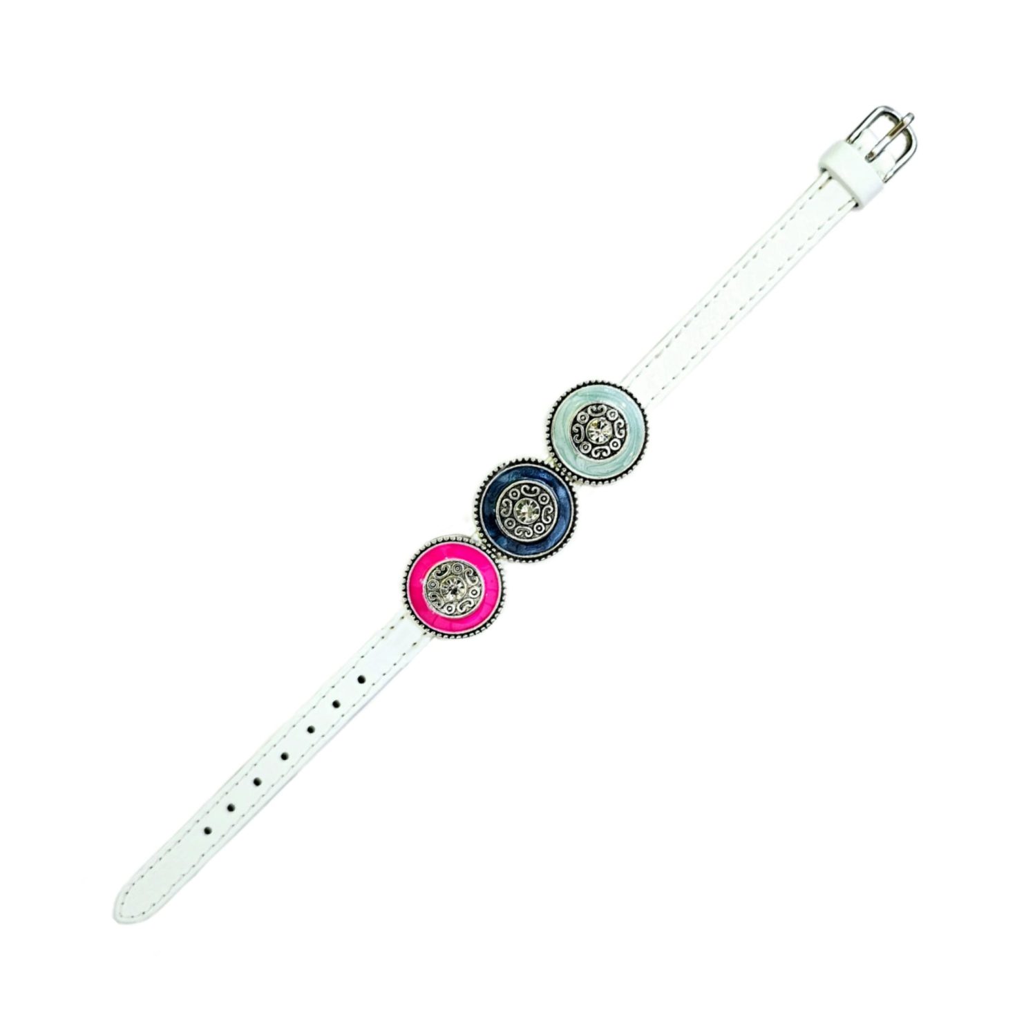 BRANSOLETKA BIAŁA 3 KOLOROWE SNAPY BLINK BLINK