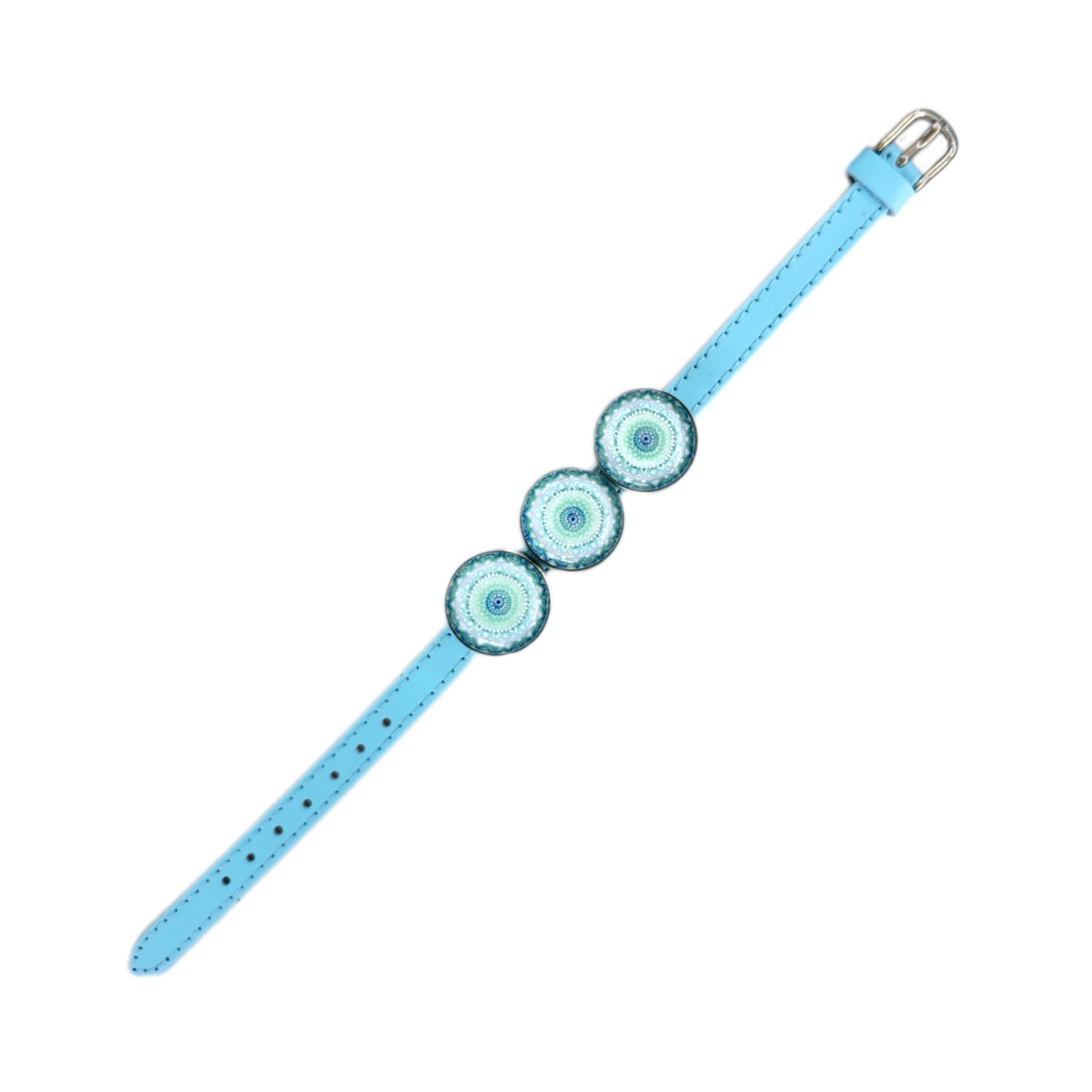 BRANSOLETKA BŁĘKITNA 3 MANDALOWE SNAPY 01
